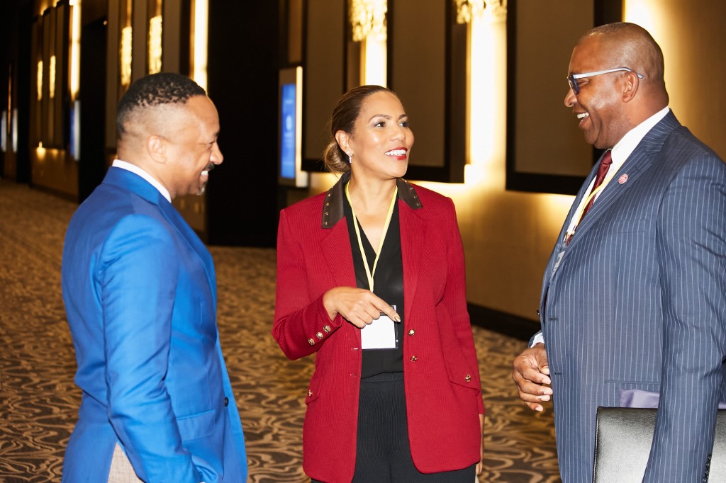 Guests talking and laughing at a Foundation event