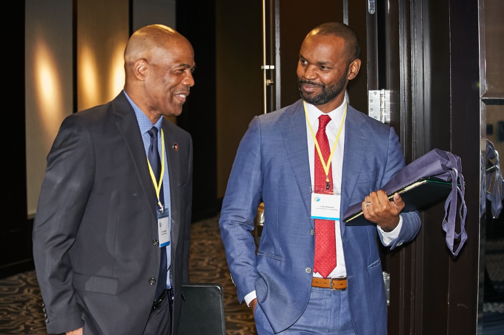 Two guests in conversation at a Foundation event